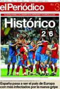 Portada diario Periodico de Catalunya del día 3/5/2009