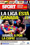 Portada diario Sport del día 17/4/2011