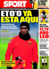 Portada diario Sport del 31 de Diciembre de 2008