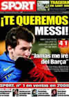 Portada diario Sport del 25 de Enero de 2009