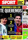 Portada diario Sport del 11 de Septiembre de 2009