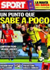 Portada diario Sport del 1 de Noviembre de 2009