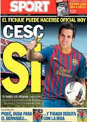 Portada diario Sport del 11 de Agosto de 2011