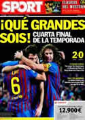 Portada diario Sport del 9 de Febrero de 2012