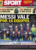 Portada diario Sport del 3 de Diciembre de 2012