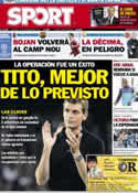 Portada diario Sport del 21 de Diciembre de 2012