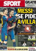 Portada diario Sport del 25 de Febrero de 2013