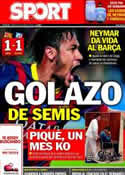 Portada diario Sport del 2 de Abril de 2014