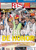 Portada diario AS del 25 de Mayo de 2014