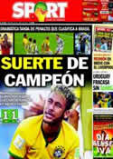 Portada diario Sport del 29 de Junio de 2014