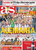 Portada diario AS del 14 de Julio de 2014